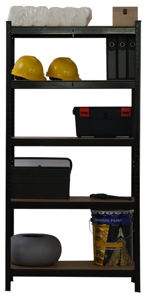 Kovový regál BestBerg BBMS-10B / 90 x 180 x 40 cm / 5 polic / černá/hnědá