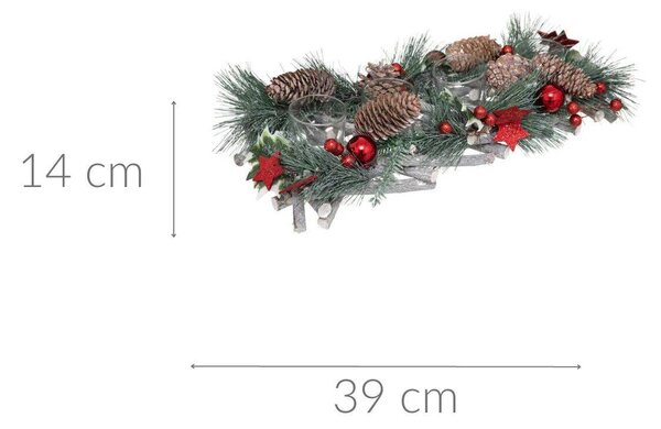 Vánoční věnec s místem pro svíčky, 39 x 14 cm