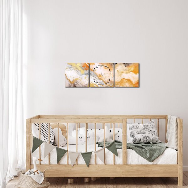 Obraz - Mramorované pozadí (s hodinami) (90x30 cm)