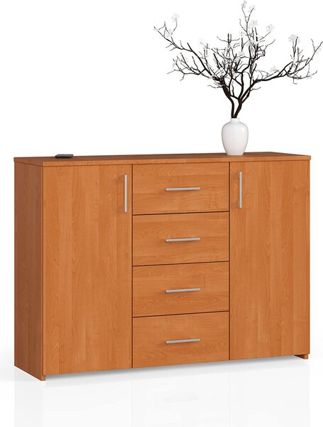 Komoda se 4 zásuvkami a 2 dvířky, 110x80x35, obývací pokoj, olše