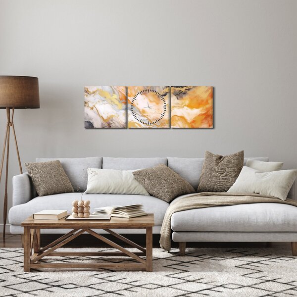 Obraz - Mramorované pozadí (s hodinami) (90x30 cm)