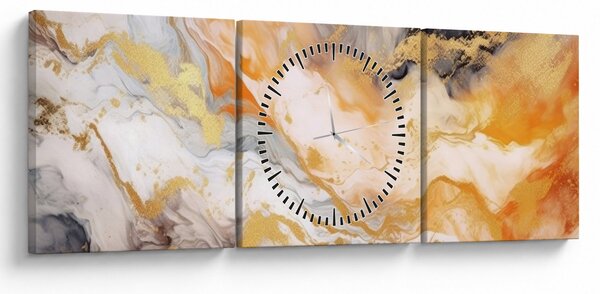 Obraz - Mramorované pozadí (s hodinami) (90x30 cm)