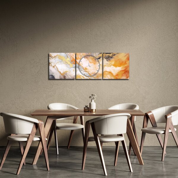 Obraz - Mramorované pozadí (s hodinami) (90x30 cm)