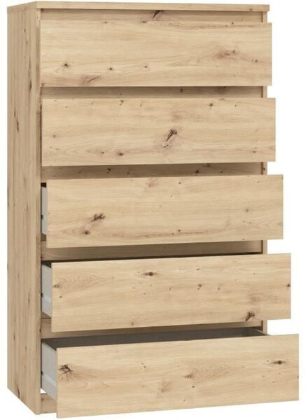 Komoda CHELSEA 5 zásuvek - 77,2 x 42,2 x 128,1 - dub Artisan