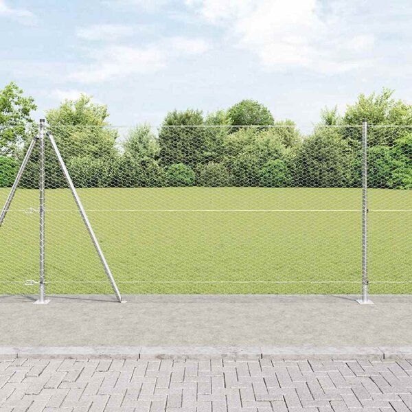 Hexagonální plot s betonovým základem 10 x 1,2 m Stříbrná 3353767