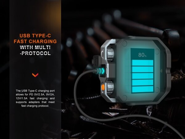 Fenix CL28R - LED Stmívatelný nabíjecí reflektor LED/USB IP66 2000 lm 360 h