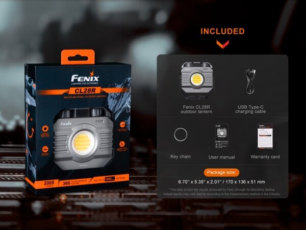 Fenix CL28R - LED Stmívatelný nabíjecí reflektor LED/USB IP66 2000 lm 360 h
