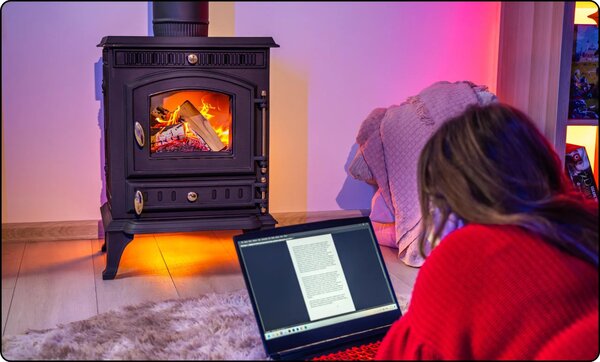 THUNDER® Litinová kamna na dřevo DIANA | 4,5 kW | Volně stojící | Krbová kamna | Třída A+ | Ekoprojekt | S příslušenstvím