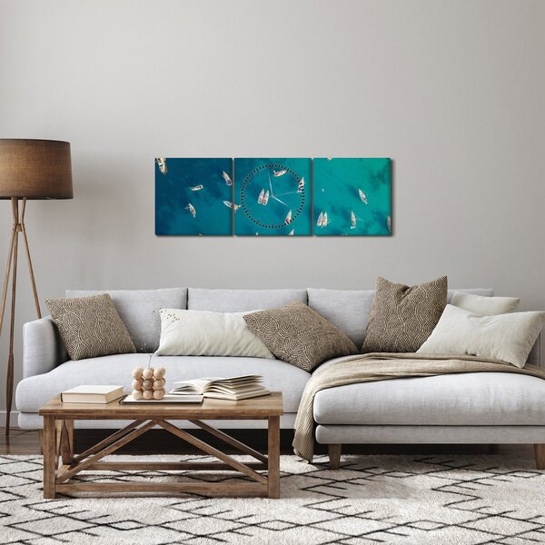 Obraz - Plachetnice (s hodinami) (90x30 cm)