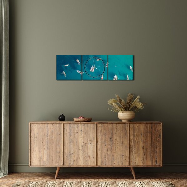 Obraz - Plachetnice (s hodinami) (90x30 cm)