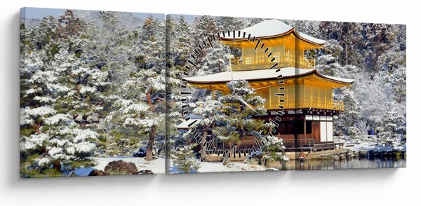 Obraz - Kinkakudži, Japonsko (s hodinami) (90x30 cm)