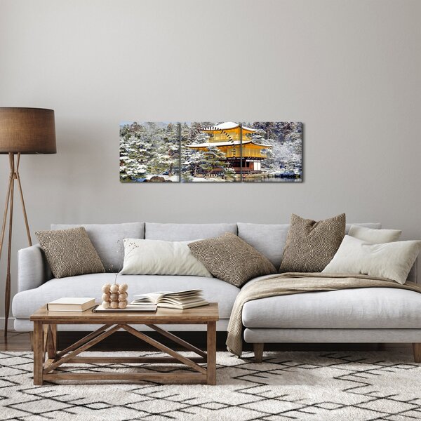 Obraz - Kinkakudži, Japonsko (s hodinami) (90x30 cm)