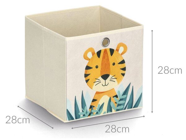 Textilní úložný box se zvířátkem, 28 x 28 x 28 cm, tygr