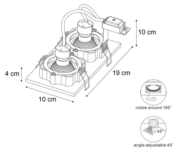 Moderní vestavné bodové svítidlo béžové GU10 50 mm otočné a sklopné 2-světlo - Qure