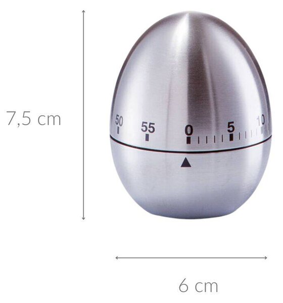 Kuchyňská minutka ve tvaru vejce, Ø 6 cm, stříbrná