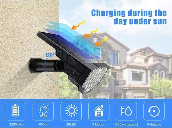 Viking - LED Solární lampa LED/1W/3,7V IP65 6000K 2200 mAh