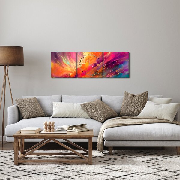 Obraz - Dynamická abstrakce (s hodinami) (90x30 cm)