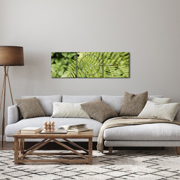 Obraz - Kapradinový list (s hodinami) (90x30 cm)