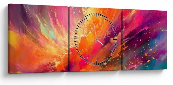 Obraz - Dynamická abstrakce (s hodinami) (90x30 cm)