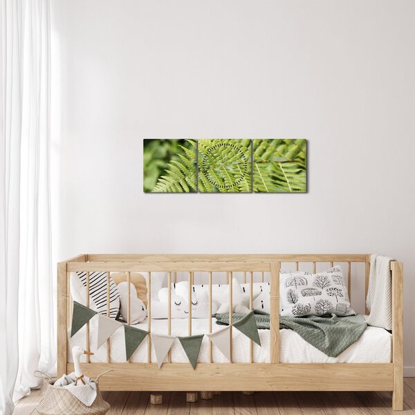 Obraz - Kapradinový list (s hodinami) (90x30 cm)