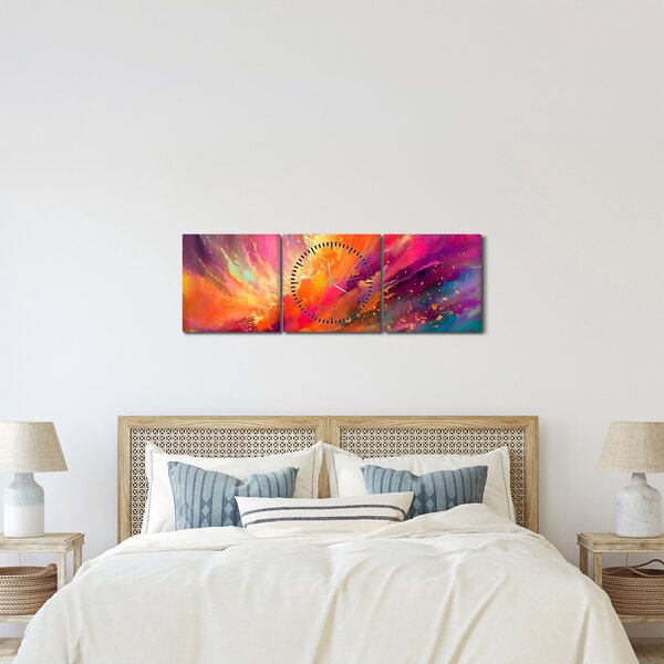 Obraz - Dynamická abstrakce (s hodinami) (90x30 cm)