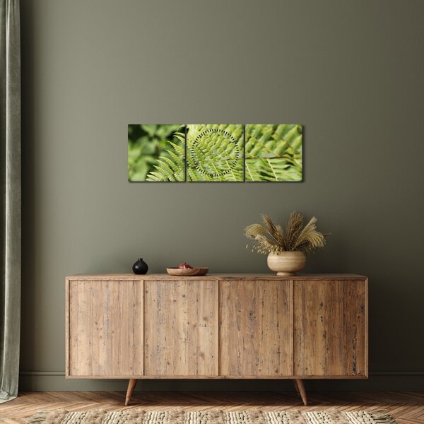 Obraz - Kapradinový list (s hodinami) (90x30 cm)