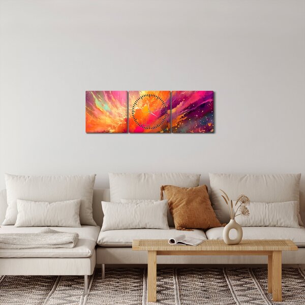 Obraz - Dynamická abstrakce (s hodinami) (90x30 cm)