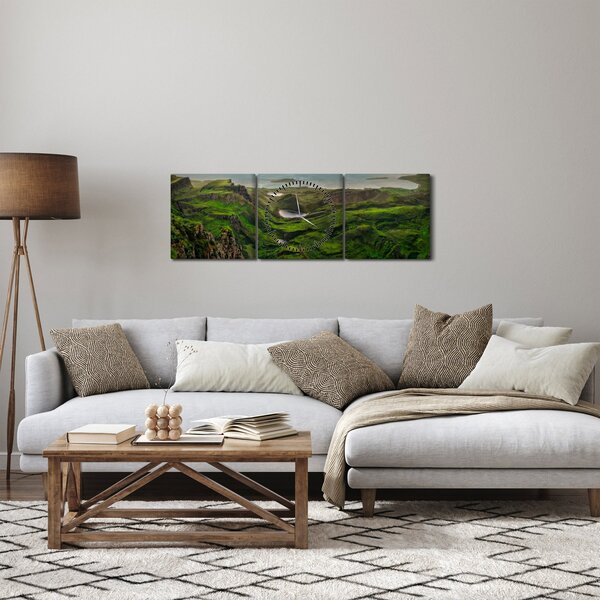 Obraz - Quiraing, Skotsko (s hodinami) (90x30 cm)
