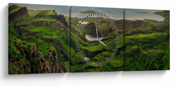 Obraz - Quiraing, Skotsko (s hodinami) (90x30 cm)