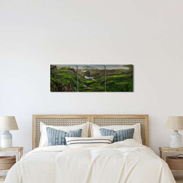 Obraz - Quiraing, Skotsko (s hodinami) (90x30 cm)