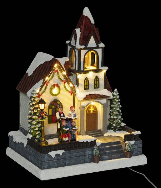 Vánoční figurka, kostel, osvětlení LED