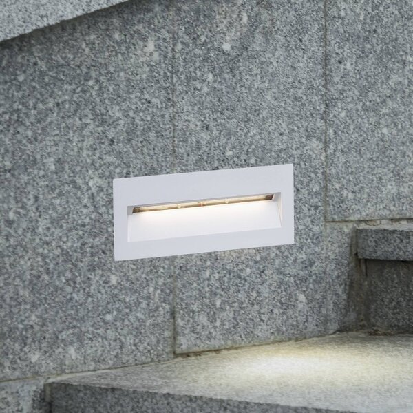 Lucande Vestavné nástěnné svítidlo LED Loya, 23 x 8 cm, bílé, IP54, Bílá / opál, Hliník, Moderní
