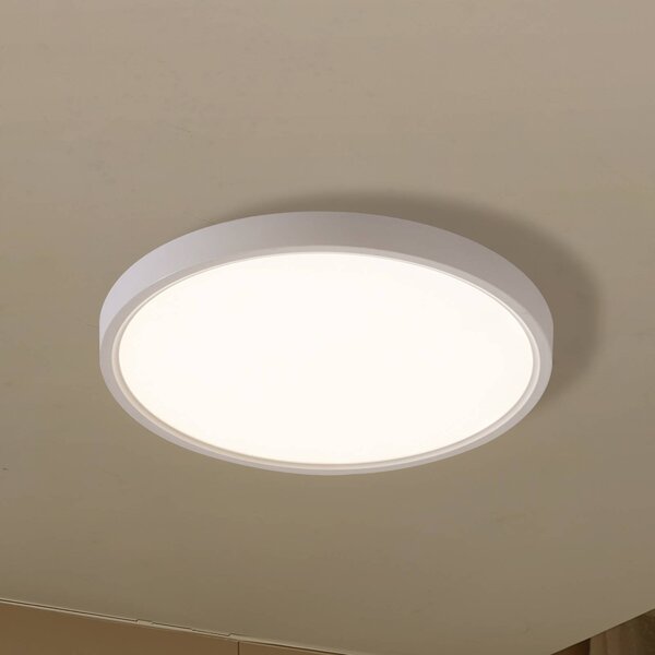 Lindby Smart LED stropní svítidlo Deika, Ø 40 cm, bílé, Tuya, stmívatelný, Bílá / opál, Obývací pokoj / jídelna, Plast, Moderní