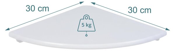 Rohová polička Relaxdays, VxŠxH: 3 x 30 x 30 cm, ořechové dřevo, obývací pokoj, dekorace, nosnost: 5 kg, závěsná polička na knihy, bílá