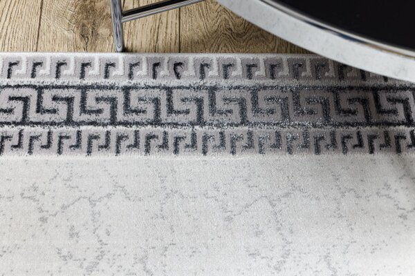 Koberec / Běhoun ALLURE 1960 řecký klíč / rám, strukturovaný / glamour, bílý / šedý