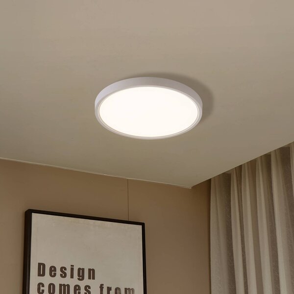 Lindby Smart LED stropní svítidlo Deika, Ø 40 cm, bílé, Tuya, stmívatelný, Bílá / opál, Obývací pokoj / jídelna, Plast, Moderní