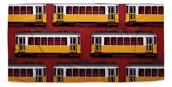 Sablio Ručník Lisabonské historické tramvaje Červený Pattern - 30x50 cm