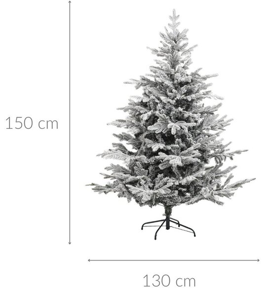 Umělý vánoční stromeček na kovovém stojanu, s umělým sníhem, 150 cm