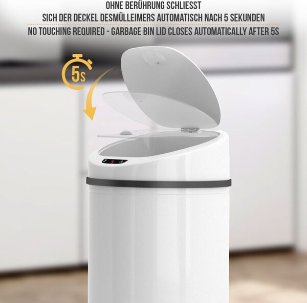 Bezdotykový koš na odpadky se senzorem, 50 l, bílý