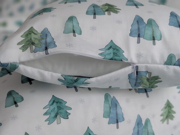 Nelly Bavlněný povlak na polštář - PRÉMIUM zimní stromky Rozměr: 30/30 CM ZIP
