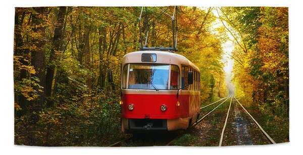 Sablio Ručník Červená tramvaj v lese - 30x50 cm