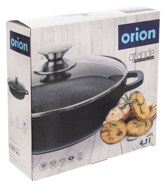 Kastrol s nepřilnavým povrchem Pfluon Granit se skleněnou poklicí Orion Grande, ⌀ 28 cm