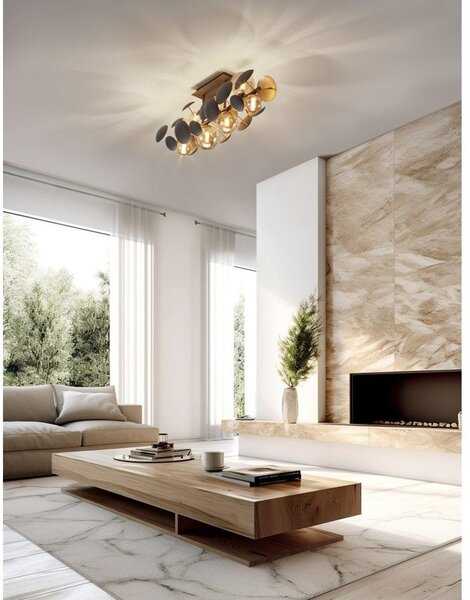 Stropní svítidlo se skleněným stínidlem v šedo-zlaté barvě 76x22 cm Bubble – Trio Select