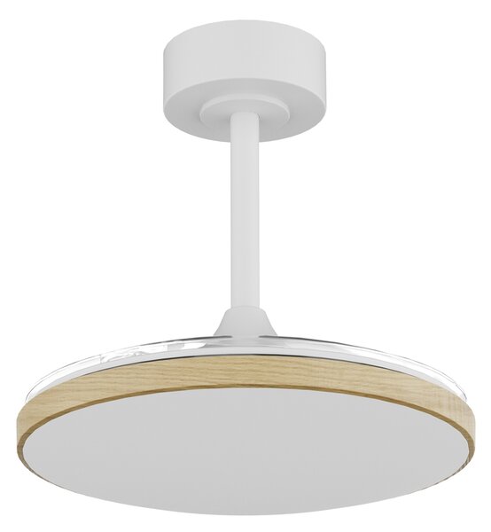 Mantra 9009 Slim Mini, rozvinovací ventilátor se svítidlem a dálk. ovladačem, LED 45W 2700-5000K, bílá/dřevěná, průměr 41/90cm