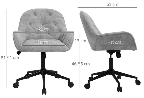 Vinsetto Kancelářská židle, Kancelářská židle s sametovým povrchem, 360° otočné sedadlo, Výškově nastavitelné, Ergonomická židle s kulatým opěradlem