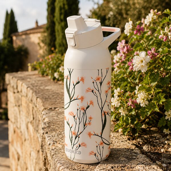 Nerezová sportovní láhev s pítkem Tide, 700ml, Quokka, wild flowers