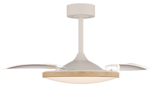 Mantra 9009 Slim Mini, rozvinovací ventilátor se svítidlem a dálk. ovladačem, LED 45W 2700-5000K, bílá/dřevěná, průměr 41/90cm