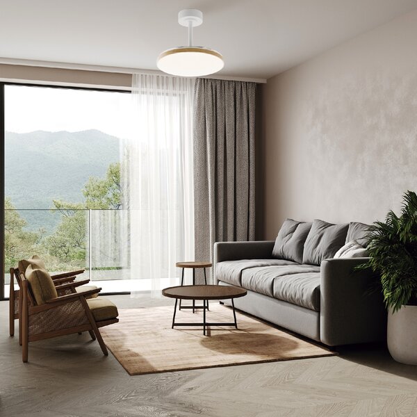 Mantra 9009 Slim Mini, rozvinovací ventilátor se svítidlem a dálk. ovladačem, LED 45W 2700-5000K, bílá/dřevěná, průměr 41/90cm