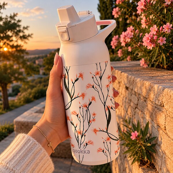 Nerezová sportovní láhev s pítkem Tide, 700ml, Quokka, wild flowers