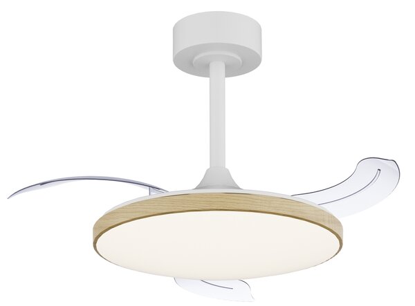 Mantra 9009 Slim Mini, rozvinovací ventilátor se svítidlem a dálk. ovladačem, LED 45W 2700-5000K, bílá/dřevěná, průměr 41/90cm